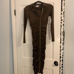 Brown Body Con Dress